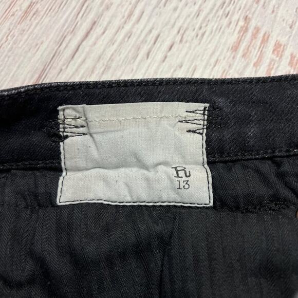 R13 Biker Boy Jeans SIZE 29 WAIST 32 x 26 Stardust Black Distressed Soft Denim - Picture 7 of 15